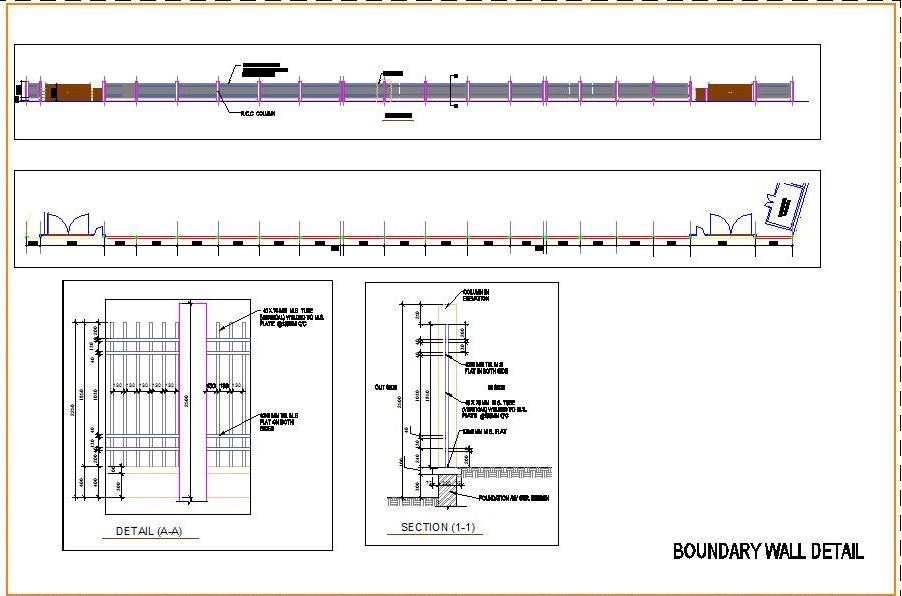 Boundary Wall & Entry Gate CAD Design for Factories